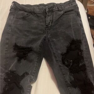 American Eagle Outfitters Black Distressed Skinny Jeans